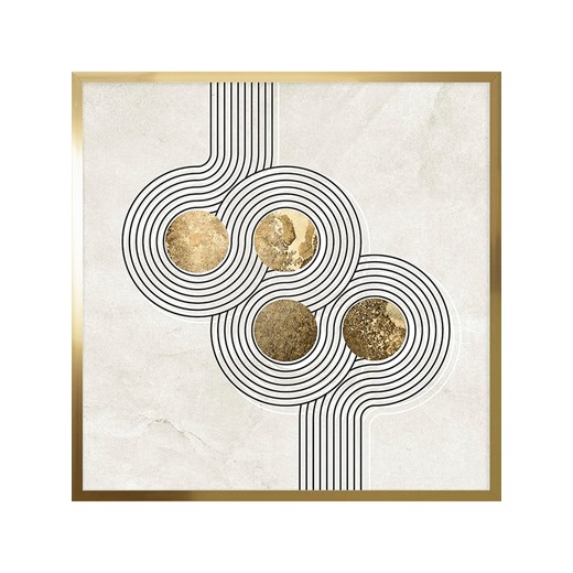 Ars Longa Druk artystyczny &quot;Circles from lines with gold no. 2&quot; w ramce - 70 x 50 cm ze sklepu Limango Polska w kategorii Obrazy - zdjęcie 184023042