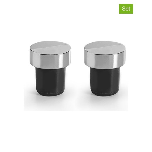 Ibili Zatyczki (2 szt.) w kolorze srebrno-czarnym do wina - wys. 3 cm ze sklepu Limango Polska w kategorii Naczynia - zdjęcie 184023142