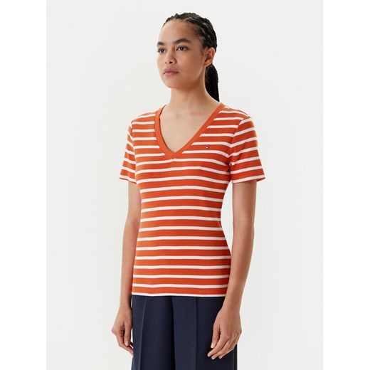 Tommy Hilfiger T-Shirt New Cody WW0WW40584 Pomarańczowy Slim Fit ze sklepu MODIVO w kategorii Bluzki damskie - zdjęcie 184023444