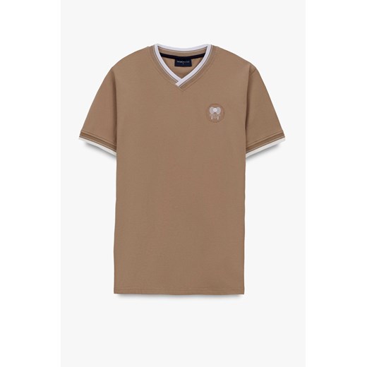 T SHIRT TENNIS CLUB 115 BEŻOWY Z BAWEŁNY TYPU PIKA ze sklepu Recman w kategorii T-shirty męskie - zdjęcie 184023943