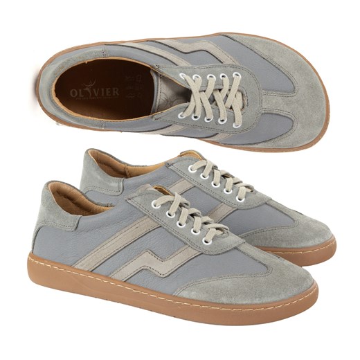 Buty barefoot damskie skórzane Olivier Eliza szare ze sklepu butyolivier w kategorii Półbuty damskie - zdjęcie 184024534
