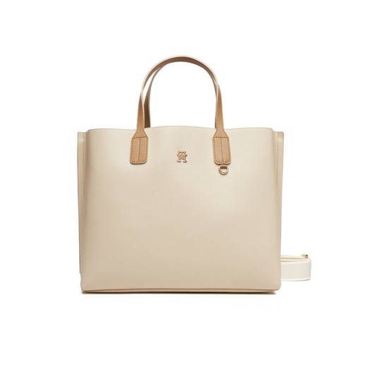 Torebka Tommy Hilfiger Th Distinct Satchel AW0AW17463 Beżowy ze sklepu eobuwie.pl w kategorii Torby Shopper bag - zdjęcie 184026042