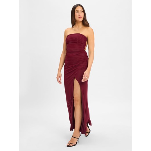 Luxuar Fashion Damska sukienka wieczorowa Kobiety bordowy jednolity ze sklepu vangraaf w kategorii Sukienki - zdjęcie 184027370