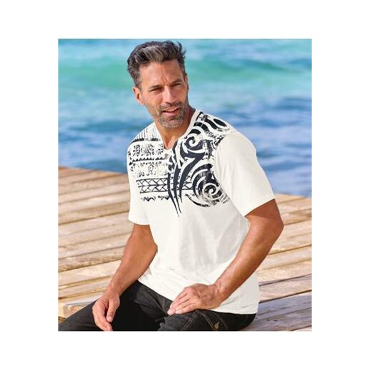 Koszulka z wiązanym dekoltem Kierunek Pacyfik ze sklepu Atlas For Men w kategorii T-shirty męskie - zdjęcie 184029604