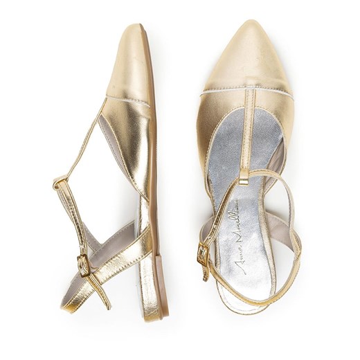 Anna Morellini Skórzane klapki &quot;Filenza&quot; w kolorze złotym Anna Morellini 39 promocyjna cena Limango Polska