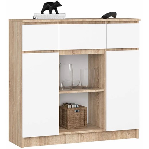 Minimalistyczna komoda do salonu dąb sonoma + biały Z4-N49 ze sklepu Edinos.pl w kategorii Komody - zdjęcie 184030011