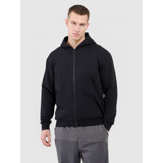 Męska bluza dresowa rozpinana z kapturem Outhorn OTHWAW24TSWSM1696 - czarna ze sklepu Sportstylestory.com w kategorii Bluzy męskie - zdjęcie 184030593