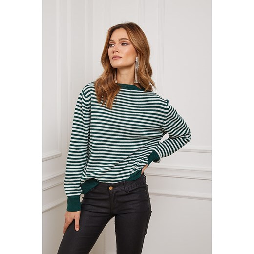 Joséfine Sweter w kolorze zielono-kremowym ze wzorem - id: 16760825 - marki Joséfine - 184031211 Joséfine Sweter w kolorze zielono-kremowym ze wzorem ze sklepu Limango Polska w kategorii Swetry damskie - zdjęcie 184031211