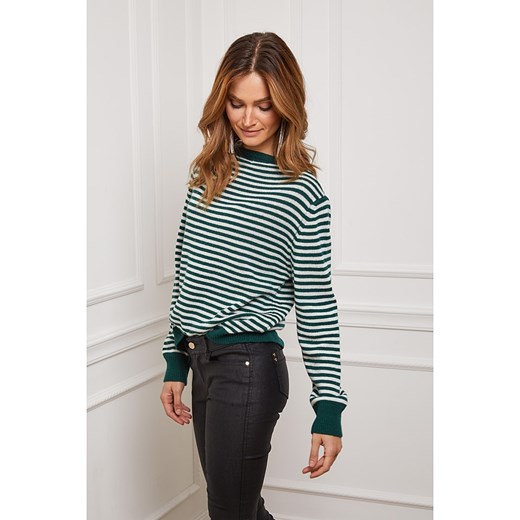 So Cachemire Sweter w kolorze zielono-kremowym ze wzorem So Cachemire S promocyjna cena Limango Polska