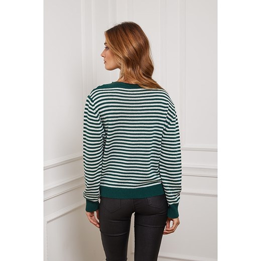 So Cachemire Sweter w kolorze zielono-kremowym ze wzorem So Cachemire S promocja Limango Polska