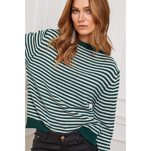 So Cachemire Sweter w kolorze zielono-kremowym ze wzorem So Cachemire S okazja Limango Polska