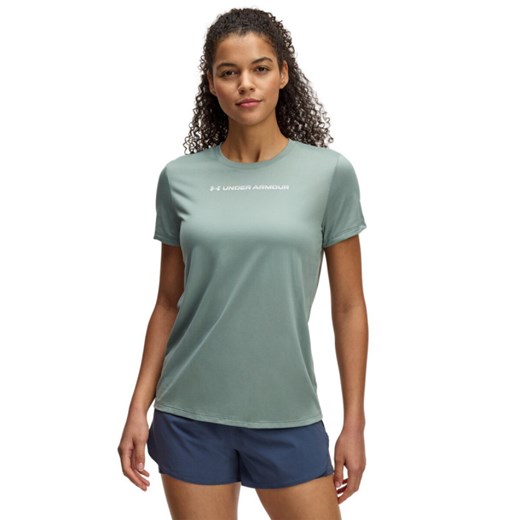 Damska koszulka treningowa Under Armour UA Tech PTH Graphic SSC - zielona ze sklepu Sportstylestory.com w kategorii Bluzki damskie - zdjęcie 184032244