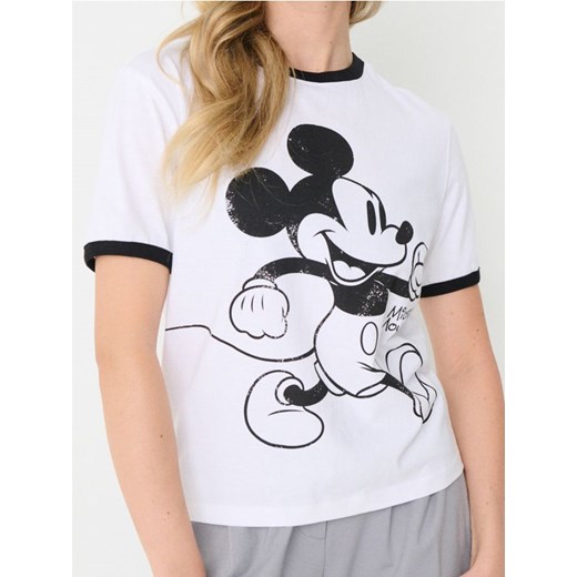 Sinsay - Koszulka z nadrukiem Mickey Mouse - kremowy ze sklepu Sinsay w kategorii Bluzki damskie - zdjęcie 184033142