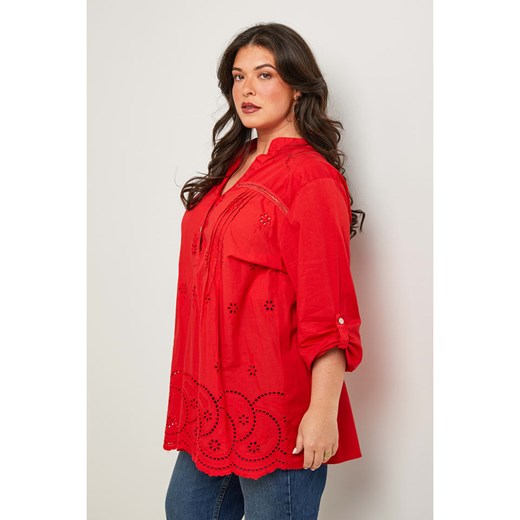 Bluzka damska Curvy Lady z długim rękawem w serek casual 