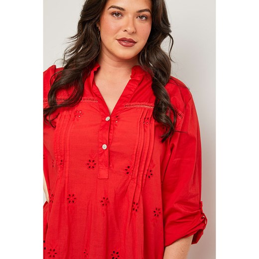 Bluzka damska Curvy Lady w serek casual z długim rękawem 