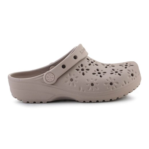 Klapki Crocs Classic Floral Cut Out Clog 210927-214 beżowy ze sklepu ButyModne.pl w kategorii Klapki damskie - zdjęcie 184033522
