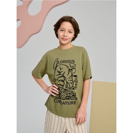 Sinsay - Koszulka oversize - zielony ze sklepu Sinsay w kategorii T-shirty chłopięce - zdjęcie 184035511