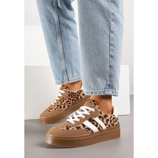 Panterkowe Sneakersy na Kauczukowej Podeszwie Ozdobione Paskami Nilimea ze sklepu renee.pl w kategorii Buty sportowe damskie - zdjęcie 184035643