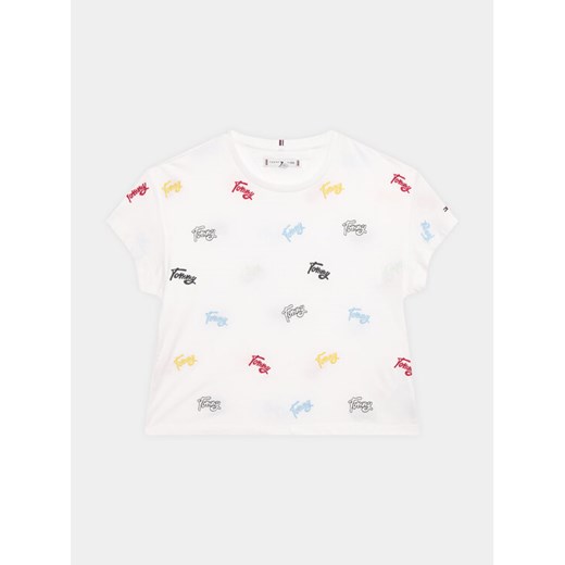 Tommy Hilfiger T-Shirt Allover Critter KG0KG07217 D Biały Relaxed Fit ze sklepu MODIVO w kategorii Bluzki dziewczęce - zdjęcie 184035853
