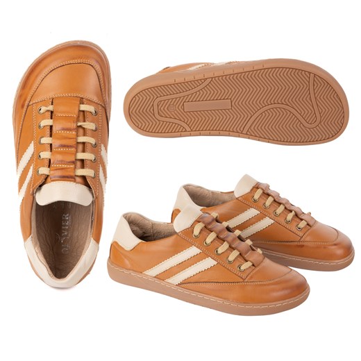 Sneakersy barefoot damskie Kaia Olivier – anatomiczne buty skórzane jasny brąz ze sklepu butyolivier w kategorii Buty sportowe damskie - zdjęcie 184036474
