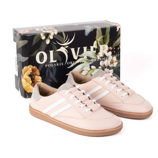Sneakersy barefoot damskie Kaia Olivier – anatomiczne buty skórzane pudrowy róż ze sklepu butyolivier w kategorii Buty sportowe damskie - zdjęcie 184036501