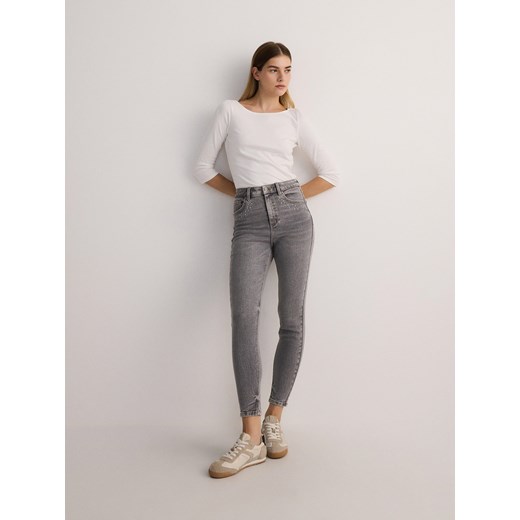 Reserved - Jeansy slim fit z aplikacjami - jasnoszary ze sklepu Reserved w kategorii Jeansy damskie - zdjęcie 184036931