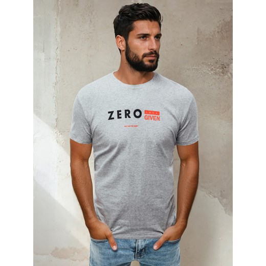 T-shirt męski z nadrukiem jasnoszary Dstreet RX4744 ze sklepu DSTREET.PL w kategorii T-shirty męskie - zdjęcie 184037113