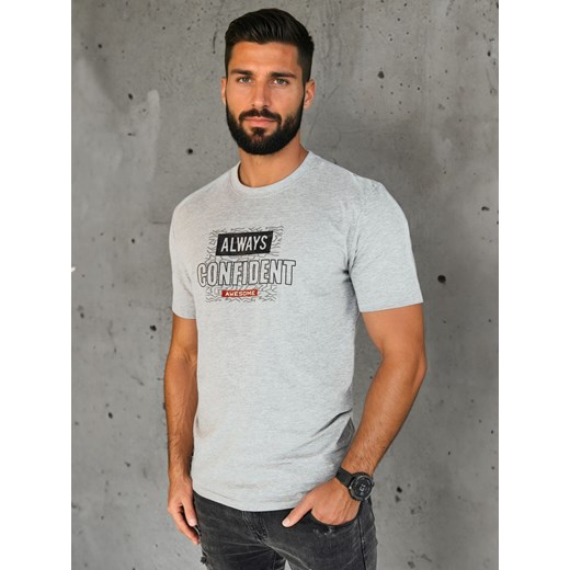 Koszulka męska z nadrukiem szara Dstreet RX5406 ze sklepu DSTREET.PL w kategorii T-shirty męskie - zdjęcie 184037114