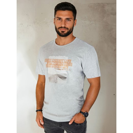 Koszulka męska z nadrukiem szara Dstreet RX5488 ze sklepu DSTREET.PL w kategorii T-shirty męskie - zdjęcie 184037124