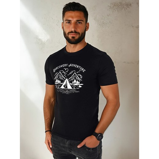 Koszulka męska z nadrukiem czarna Dstreet RX5413 ze sklepu DSTREET.PL w kategorii T-shirty męskie - zdjęcie 184037134