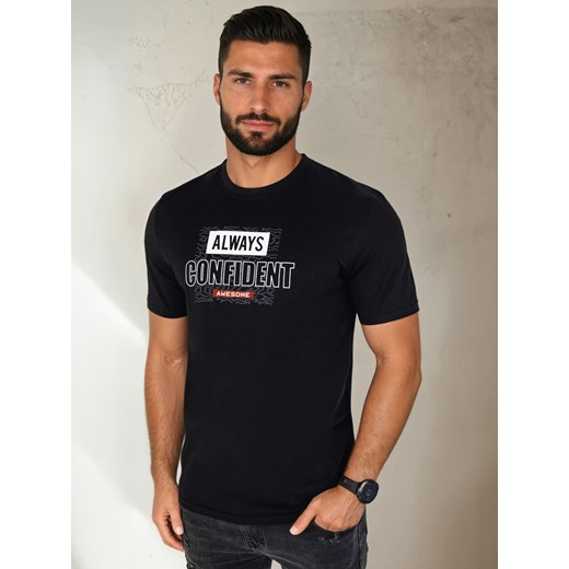 Koszulka męska z nadrukiem czarna Dstreet RX5407 ze sklepu DSTREET.PL w kategorii T-shirty męskie - zdjęcie 184037140