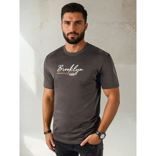 Koszulka męska z nadrukiem ciemnoszara Dstreet RX5404 ze sklepu DSTREET.PL w kategorii T-shirty męskie - zdjęcie 184037150