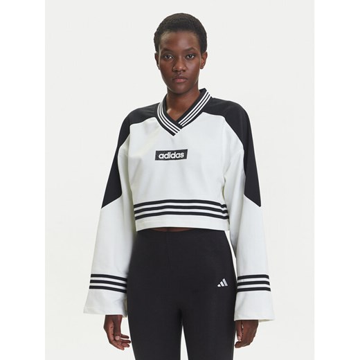 adidas Bluza Blocking JX7597 Biały Loose Fit ze sklepu MODIVO w kategorii Bluzy damskie - zdjęcie 184038494