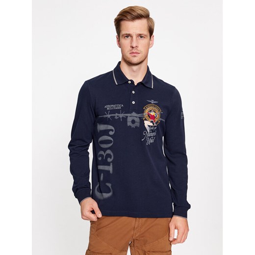 Aeronautica Militare Polo 232PO1742P318 Granatowy Regular Fit ze sklepu MODIVO w kategorii T-shirty męskie - zdjęcie 184038523