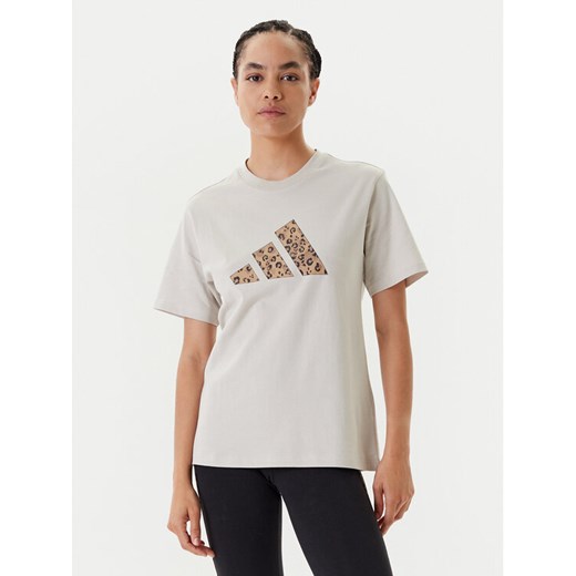 adidas T-Shirt Animal Graphic JM4423 Beżowy Regular Fit ze sklepu MODIVO w kategorii Bluzki damskie - zdjęcie 184038531