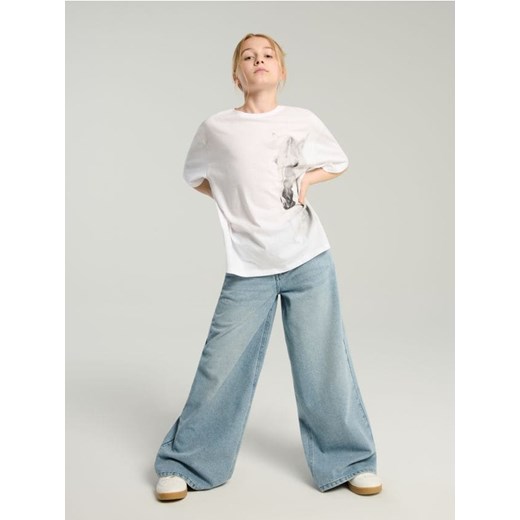 Sinsay - Jeansy wide leg high waist - niebieski ze sklepu Sinsay w kategorii Spodnie dziewczęce - zdjęcie 184040432
