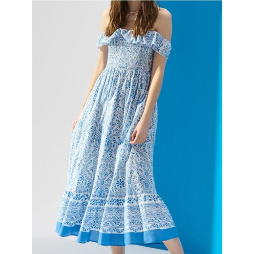 Sinsay - Bawełniana sukienka midi w stylu boho - wielobarwny ze sklepu Sinsay w kategorii Sukienki - zdjęcie 184040472