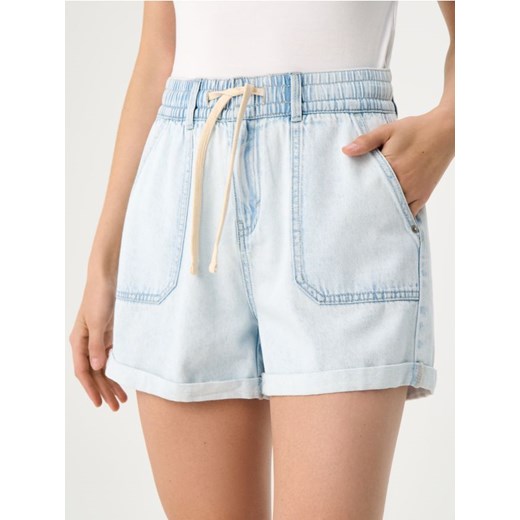 Sinsay - Szorty jeansowe paperbag high waist - niebieski ze sklepu Sinsay w kategorii Szorty - zdjęcie 184040494