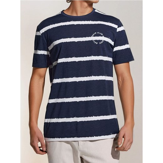 Sinsay - Bawełniana koszulka w paski - granatowy ze sklepu Sinsay w kategorii T-shirty męskie - zdjęcie 184040501