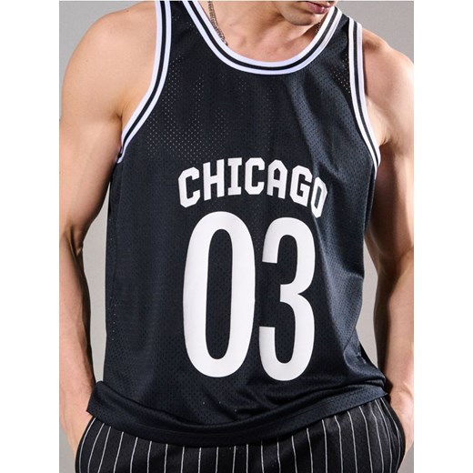 Sinsay - Tank top sportowy z nadrukiem Chicago - czarny Sinsay 3XL Sinsay