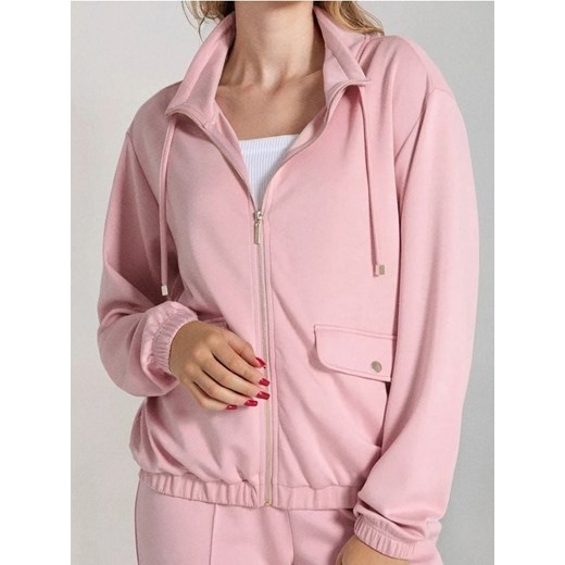 Sinsay - Rozpinana bluza ze stójką soft touch - różowy ze sklepu Sinsay w kategorii Bluzy damskie - zdjęcie 184040531