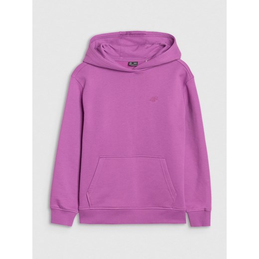 Dziewczęca bluza dresowa nierozpinana bez kaptura 4F 4FJWSS25TSWSF1854 - fioletowa ze sklepu Sportstylestory.com w kategorii Bluzy dziewczęce - zdjęcie 184040860