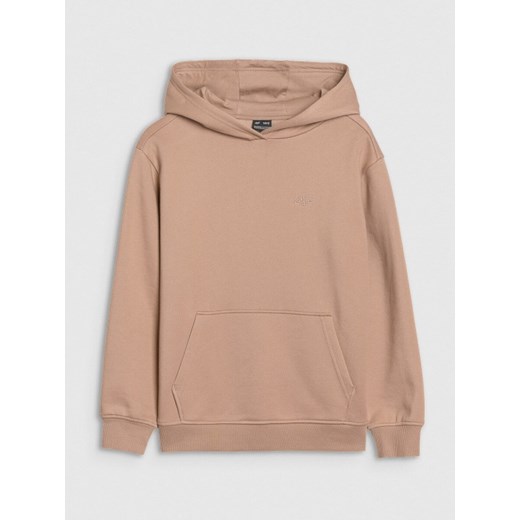 Dziewczęca bluza dresowa nierozpinana bez kaptura 4F 4FJWSS25TSWSF1854 - beżowa ze sklepu Sportstylestory.com w kategorii Bluzy dziewczęce - zdjęcie 184040870