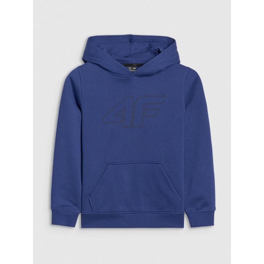 Chłopięca bluza dresowa nierozpinana bez kaptura 4F 4FJWSS25TSWSM1716 - niebieska ze sklepu Sportstylestory.com w kategorii Bluzy chłopięce - zdjęcie 184040912