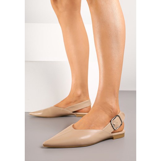 Beżowe Sandały Vices Slingback z Paskiem ze Sprzączką Nirarine ze sklepu renee.pl w kategorii Balerinki - zdjęcie 184041000