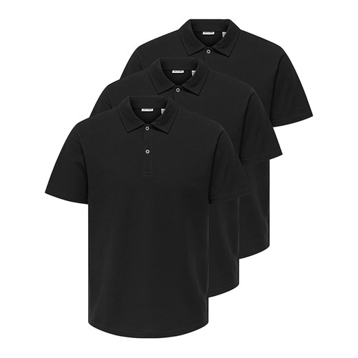 ONLY &amp; SONS Koszulki polo (3 szt.) &quot;Gordon&quot; w kolorze czarnym ze sklepu Limango Polska w kategorii T-shirty męskie - zdjęcie 184041890