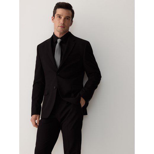 Reserved - Marynarka slim fit z dodatkiem wiskozy - czarny ze sklepu Reserved w kategorii Marynarki męskie - zdjęcie 184042800