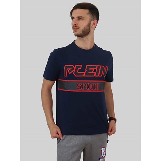 T-shirt męski niebieski Plein Sport w stylu młodzieżowym