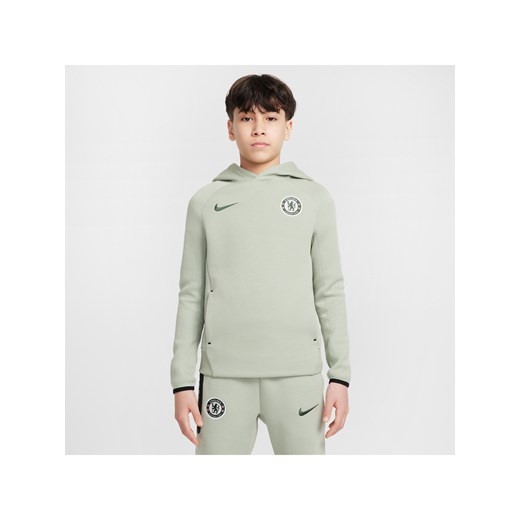 Bluza piłkarska z kapturem dla dużych dzieci (chłopców) Nike Chelsea F.C. Tech - Zieleń ze sklepu Nike poland w kategorii Bluzy męskie - zdjęcie 184044173
