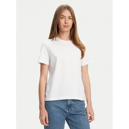 Calvin Klein T-Shirt LV044C905G Biały Regular Fit ze sklepu MODIVO w kategorii Bluzki damskie - zdjęcie 184045534